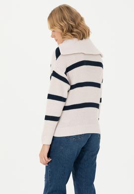 Kadın Krem V Yaka Kazak - 50270451006