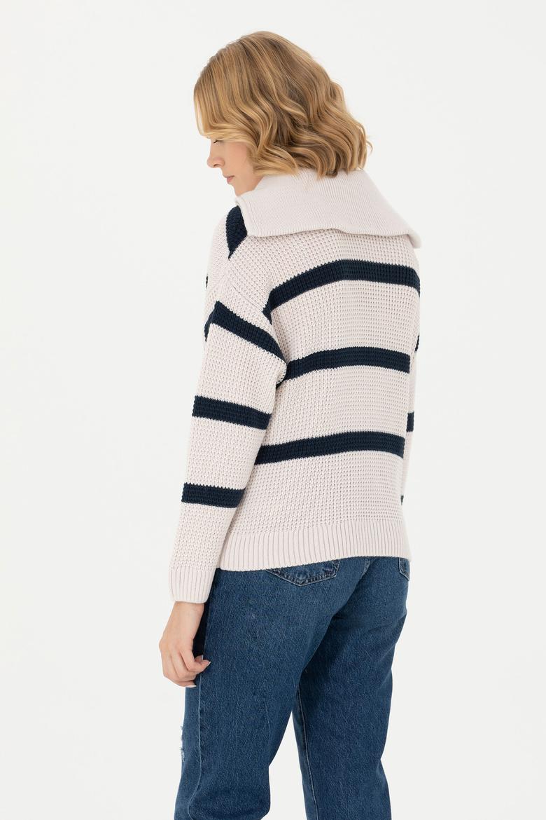 Kadın Krem V Yaka Kazak - 50270451006