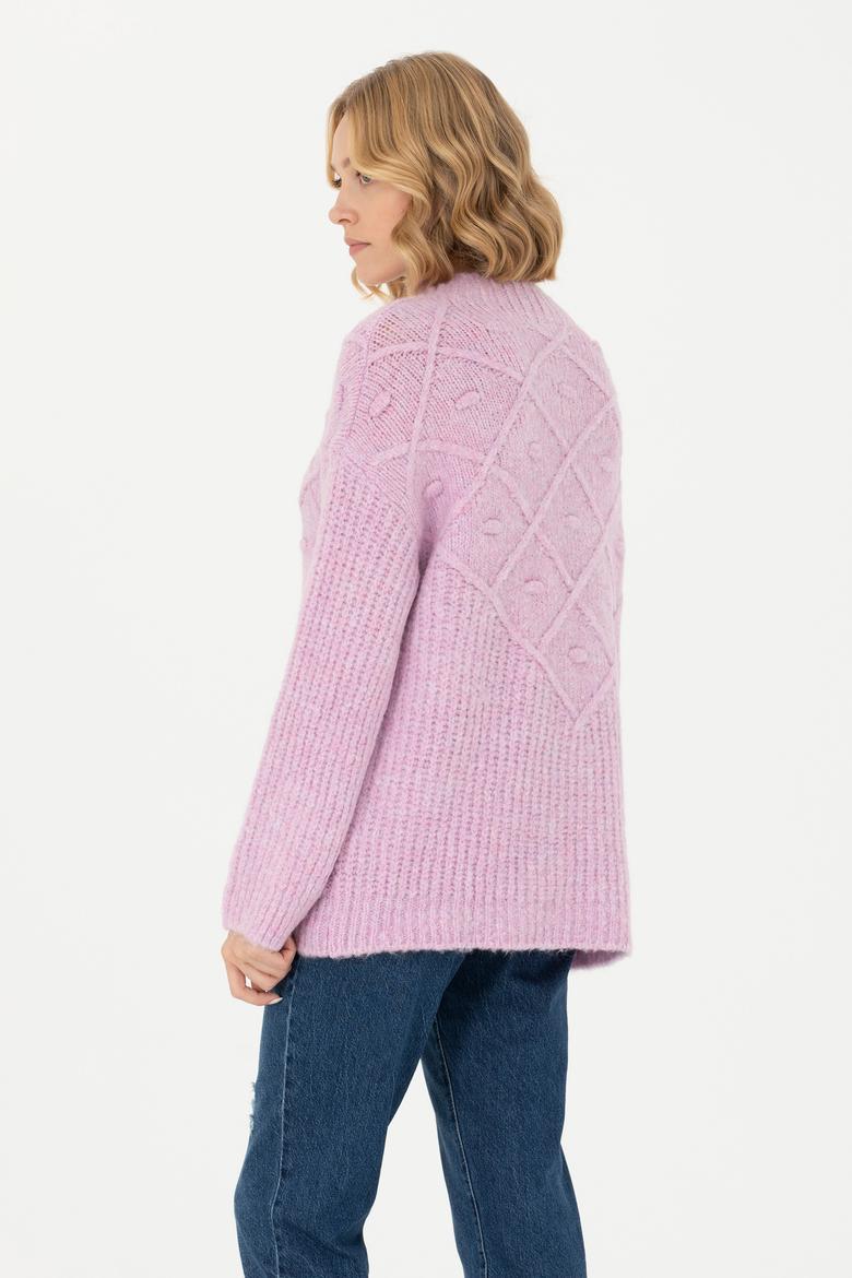 Kadın Pembe Balıkçı Yaka Kazak - 50270452011