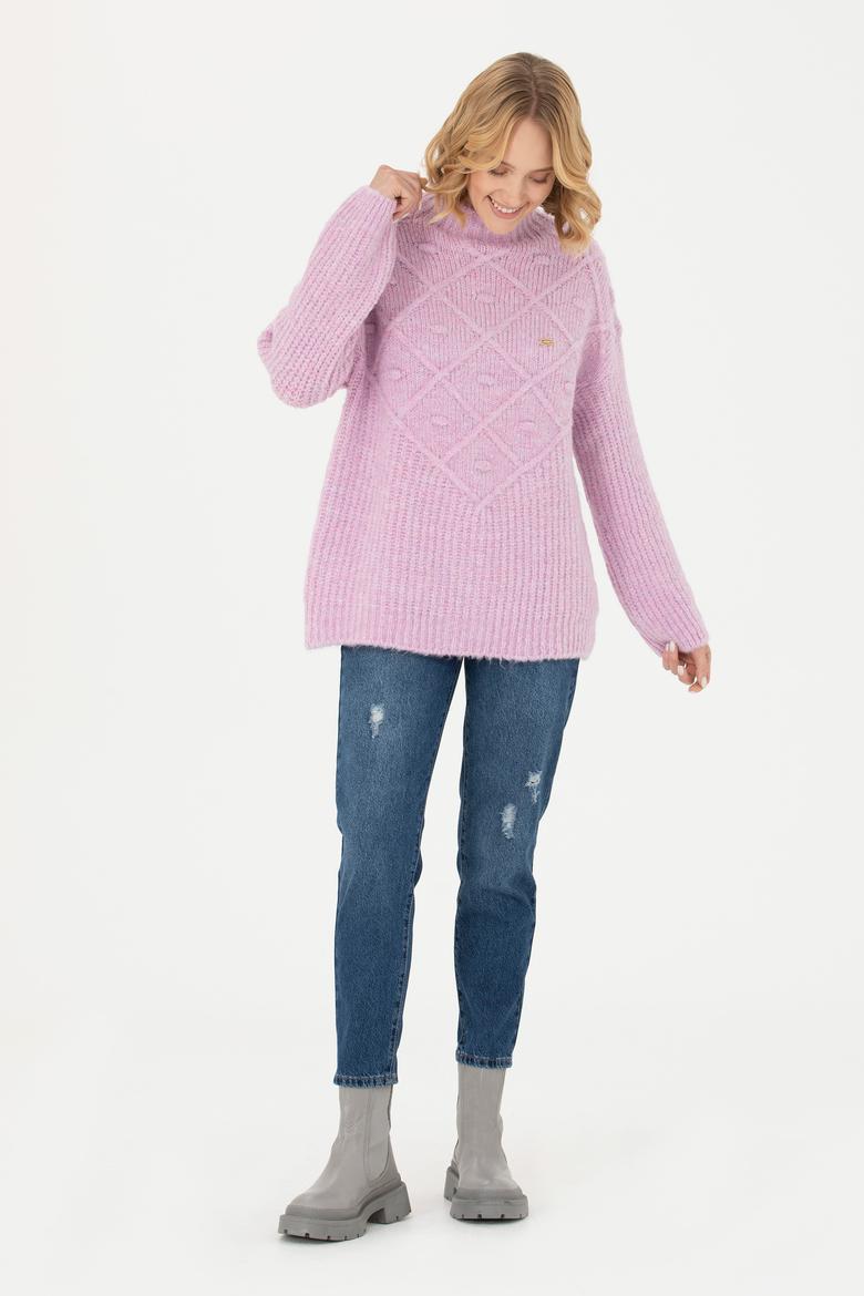 Kadın Pembe Balıkçı Yaka Kazak - 50270452011