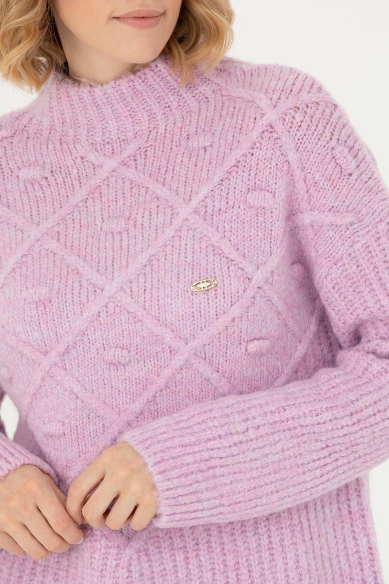 Kadın Pembe Balıkçı Yaka Kazak - 50270452011