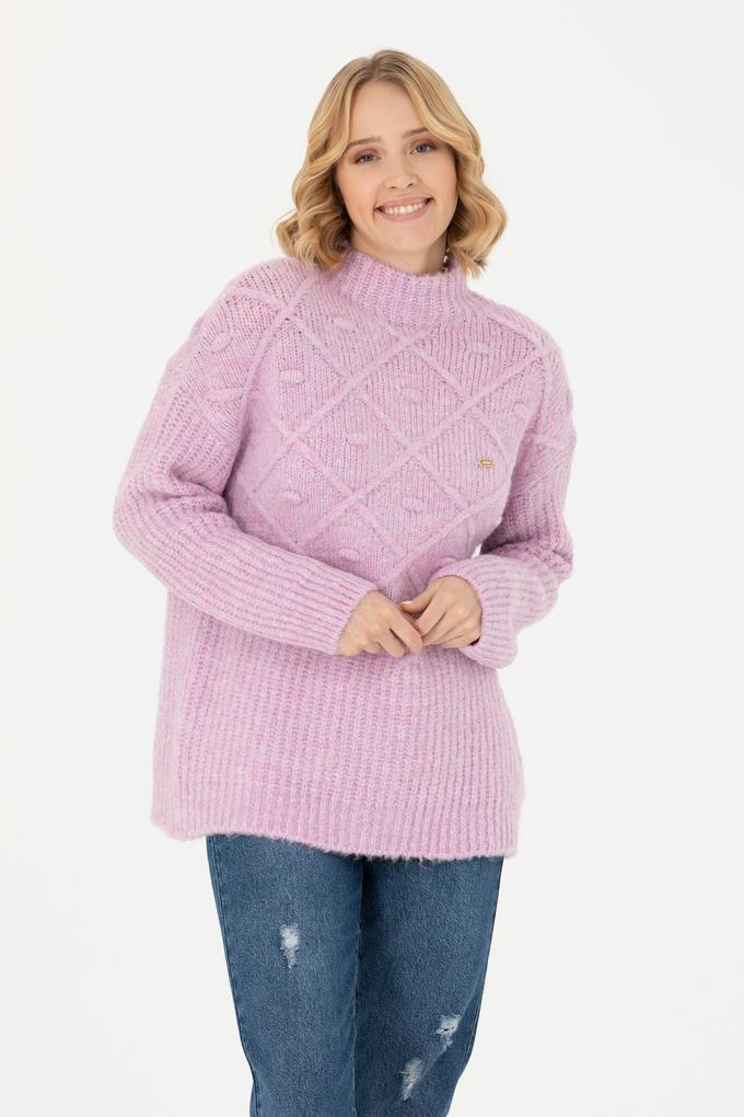 Kadın Pembe Balıkçı Yaka Kazak