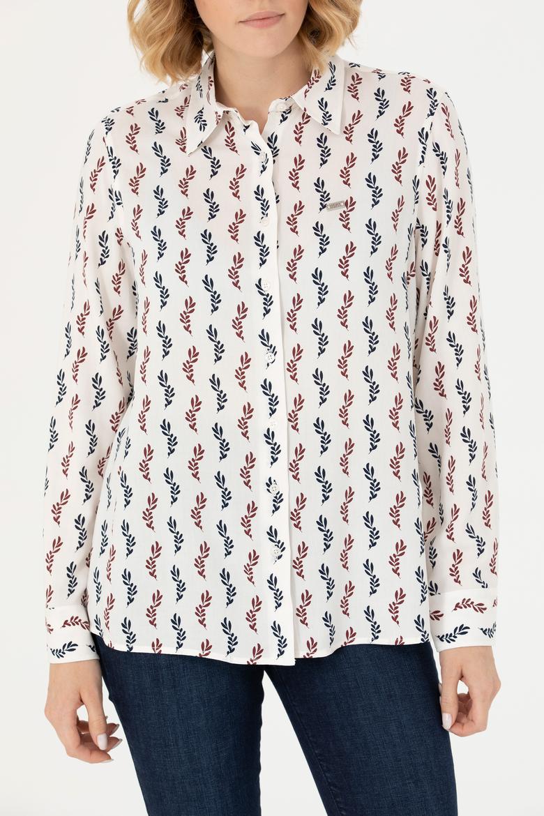 Kadın Bordo Uzun Kollu Gömlek - 50272032034