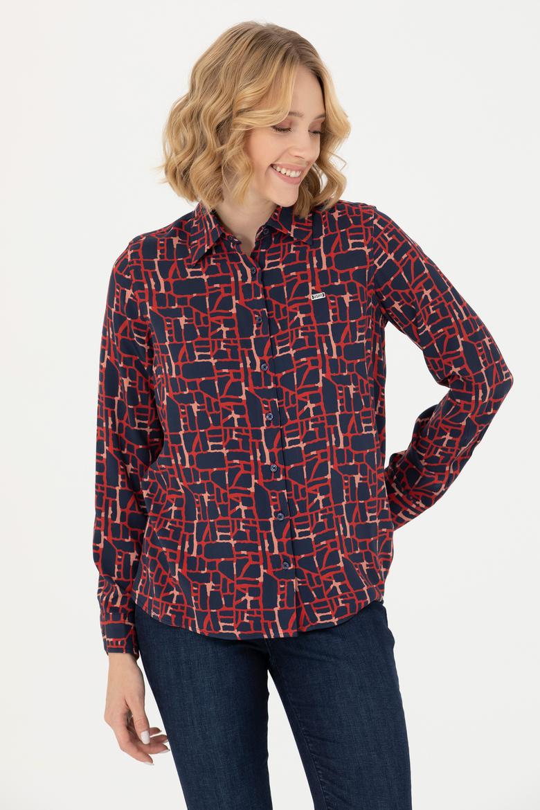 Kadın Lacivert Uzun Kollu Gömlek - 50272155003