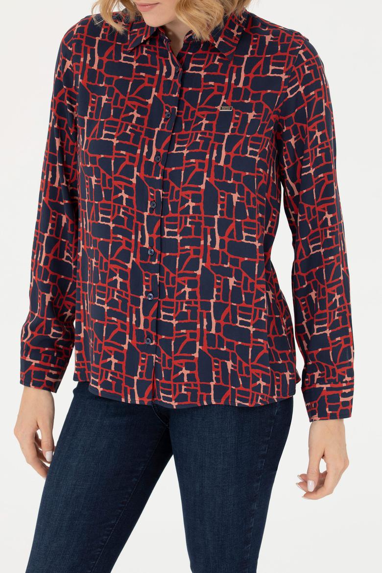 Kadın Lacivert Uzun Kollu Gömlek - 50272155003