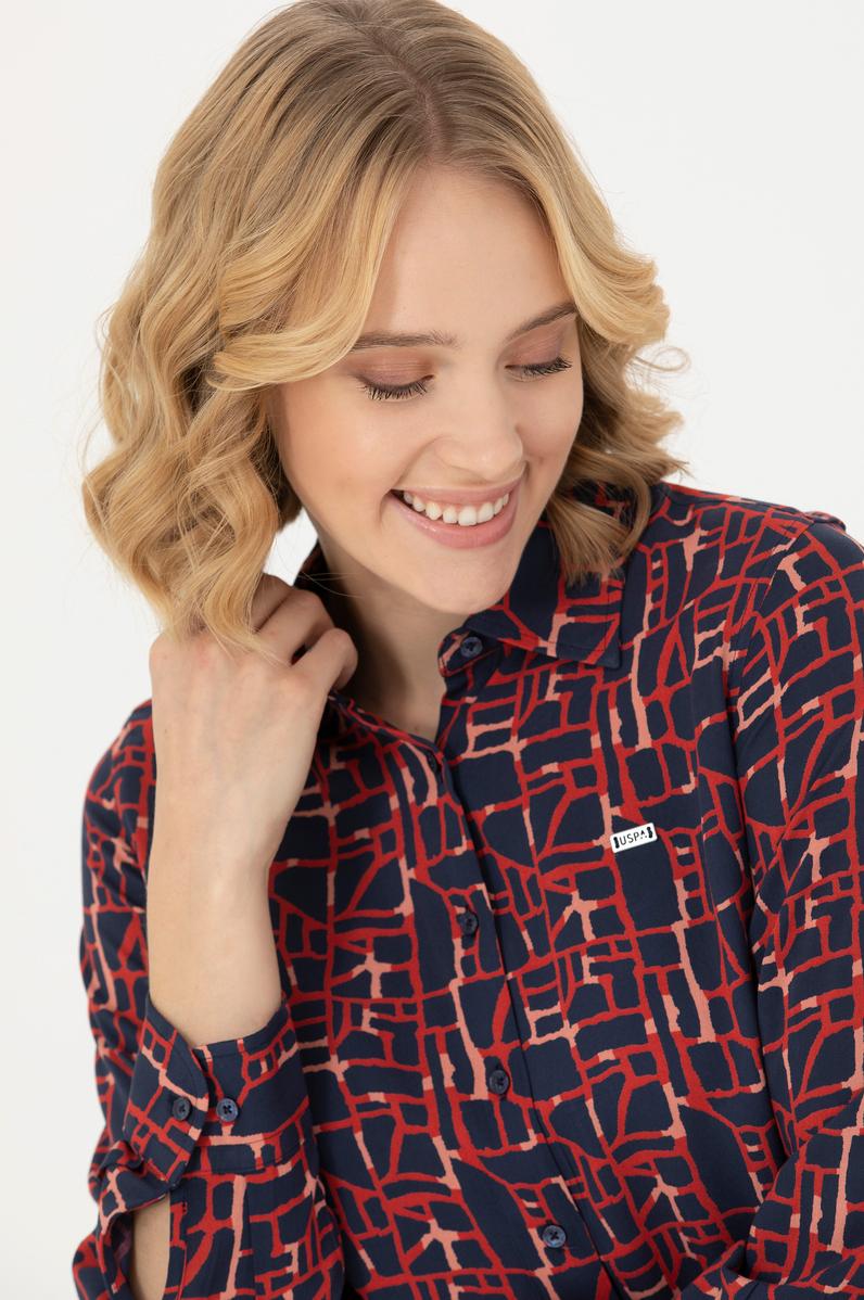 Kadın Lacivert Uzun Kollu Gömlek