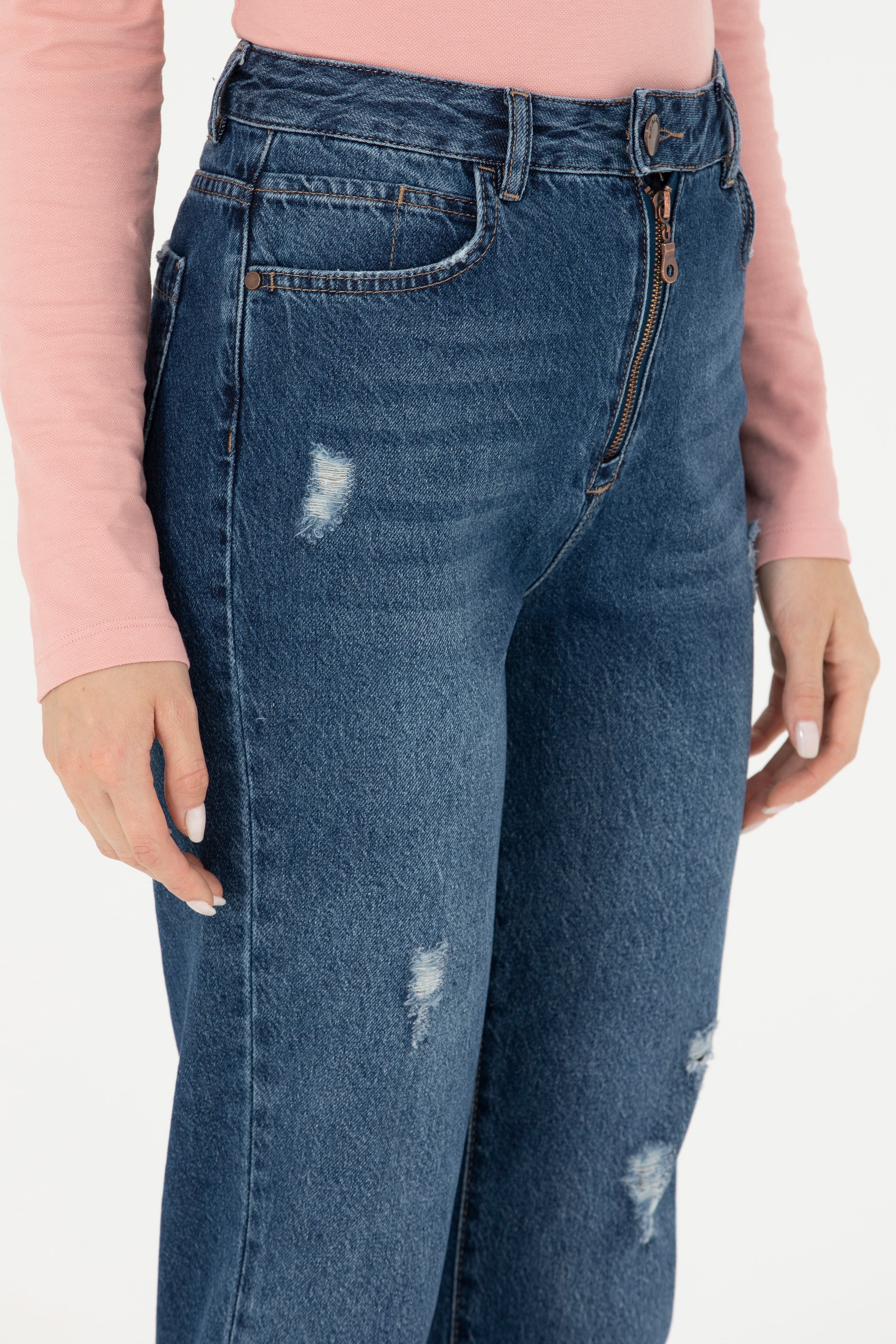 Kadın Koyu Mavi Jean Pantolon - Image 5