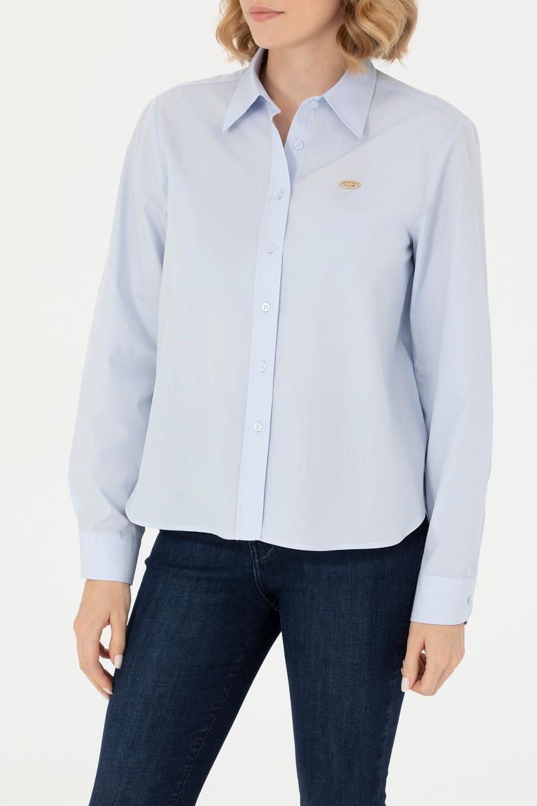 Kadın Açık Mavi Uzun Kollu Gömlek - 50279631010