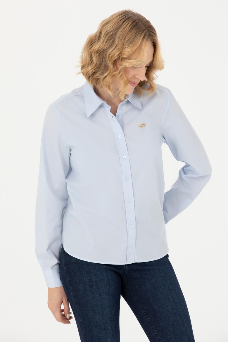 Kadın Açık Mavi Uzun Kollu Gömlek - 50279631010