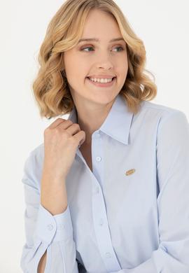 Kadın Açık Mavi Uzun Kollu Gömlek - 50279631010