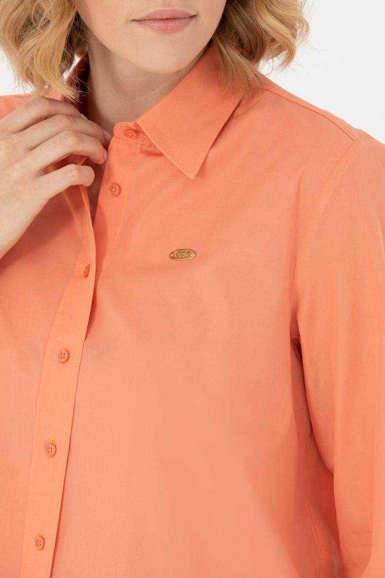 Kadın Somon Uzun Kollu Gömlek - 50279631018