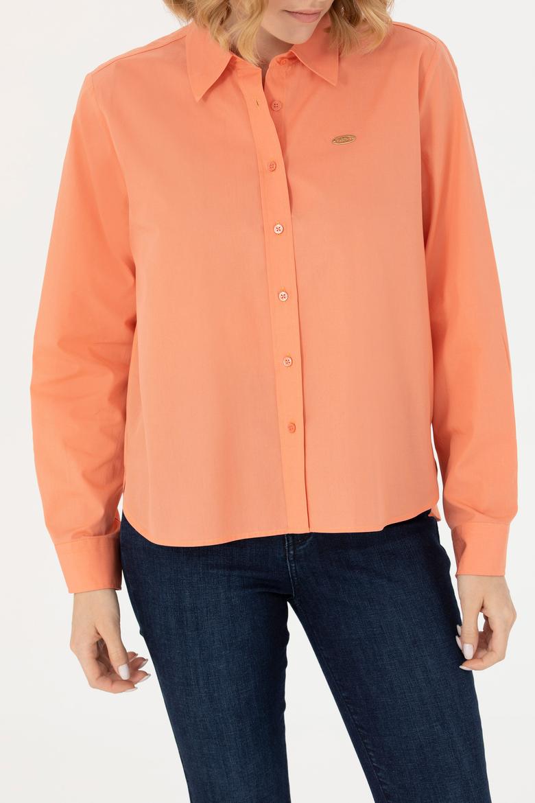 Kadın Somon Uzun Kollu Gömlek - 50279631018