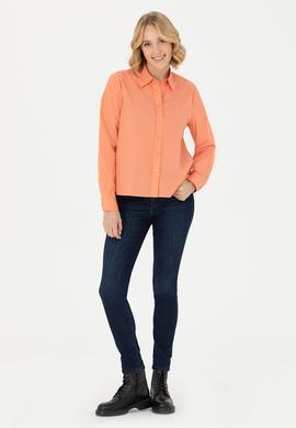 Kadın Somon Uzun Kollu Gömlek - 50279631018