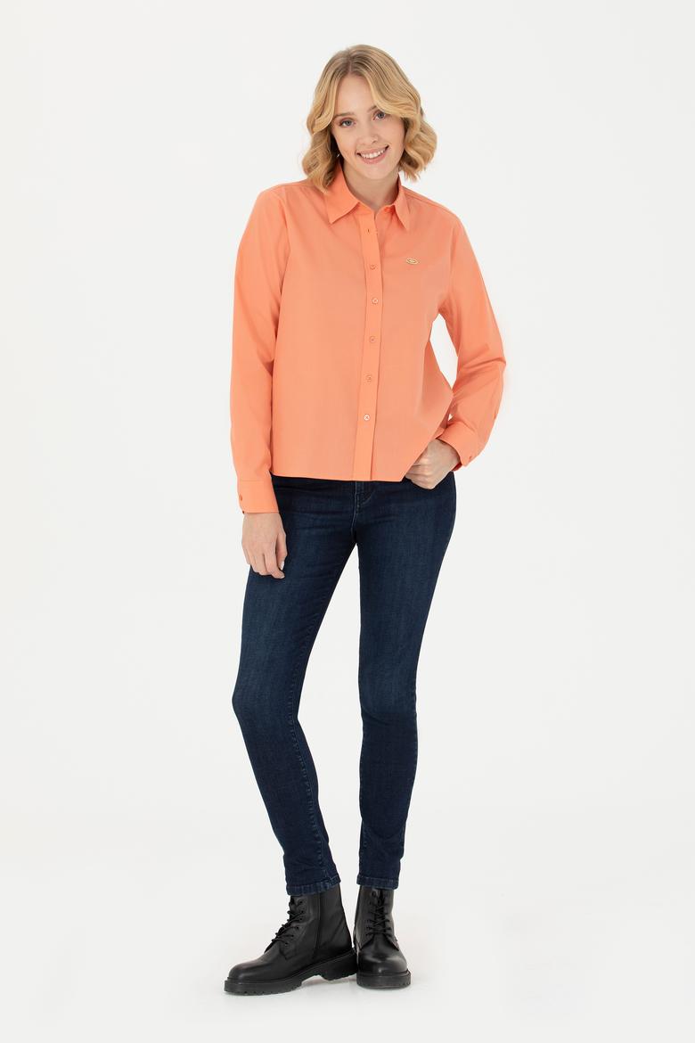 Kadın Somon Uzun Kollu Gömlek - 50279631018