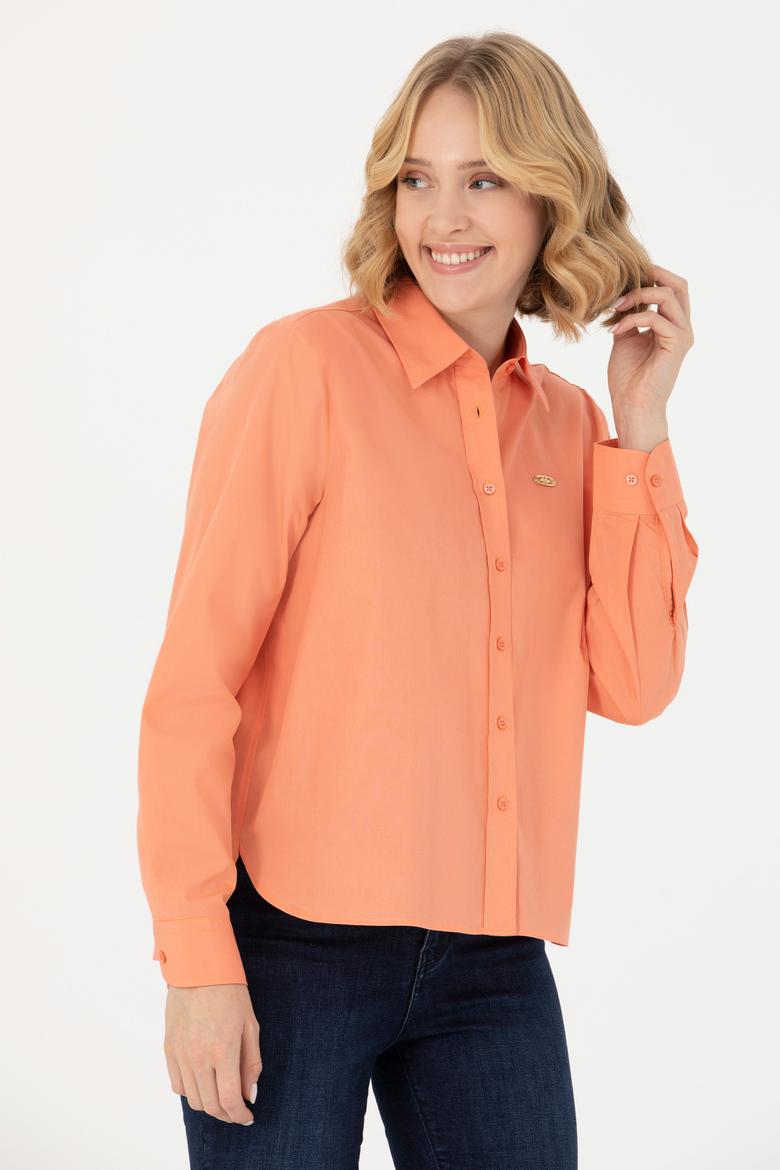 Kadın Somon Uzun Kollu Gömlek - 50279631018