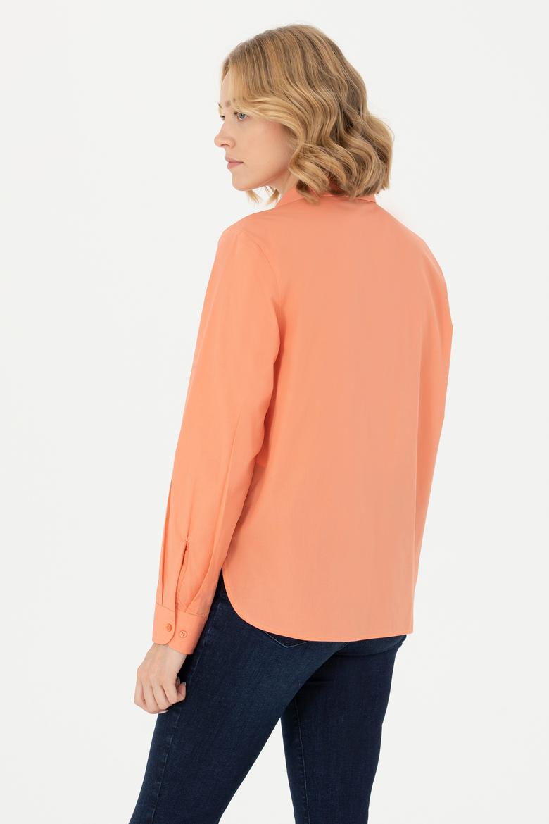 Kadın Somon Uzun Kollu Gömlek - 50279631018