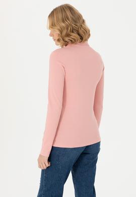 Kadın Pudra Basic Polo Yaka Sweatshirt - 50271573186