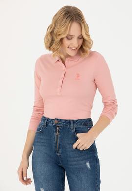 Kadın Pudra Basic Polo Yaka Sweatshirt - 50271573186