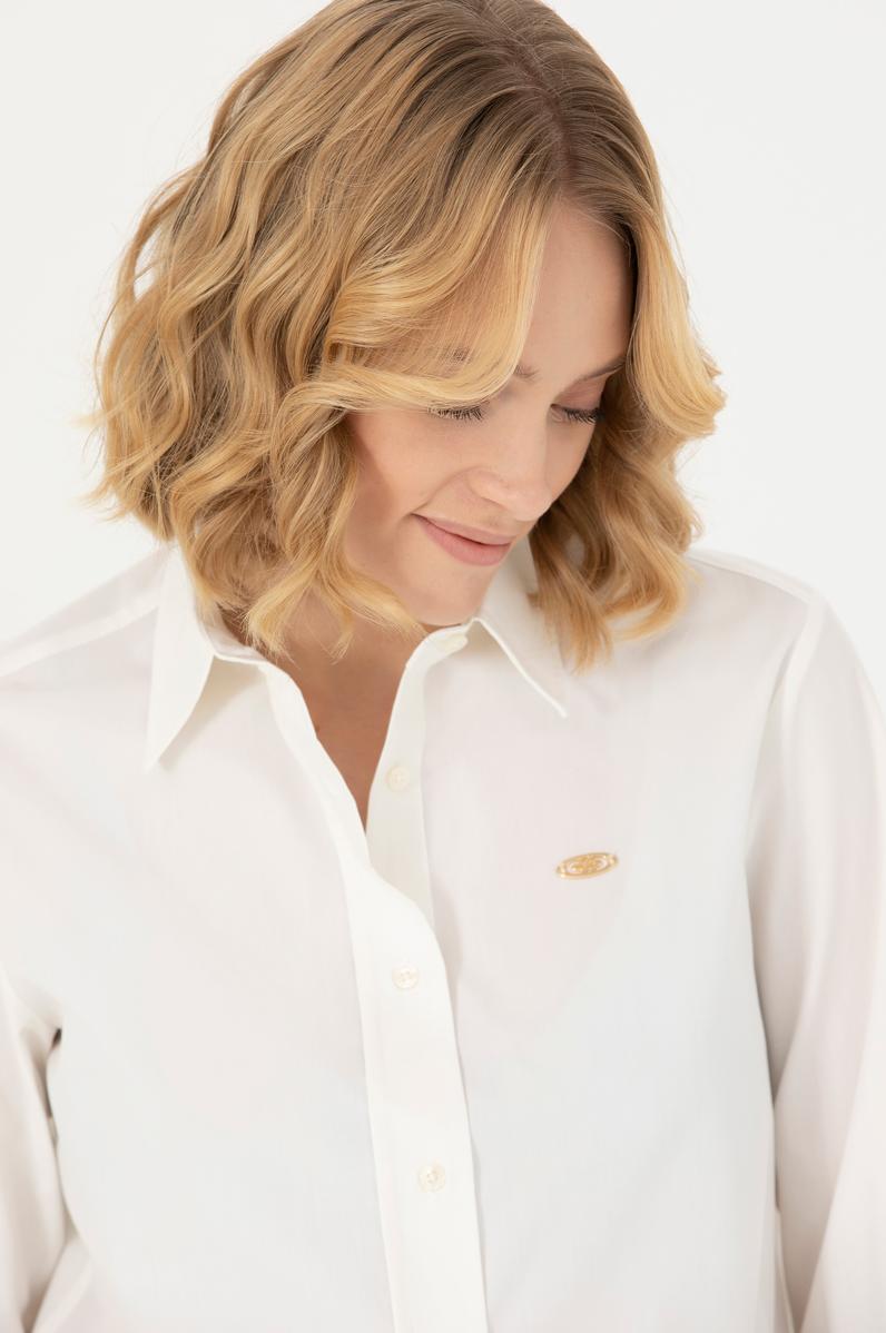 Kadın Ekru Uzun Kollu Gömlek