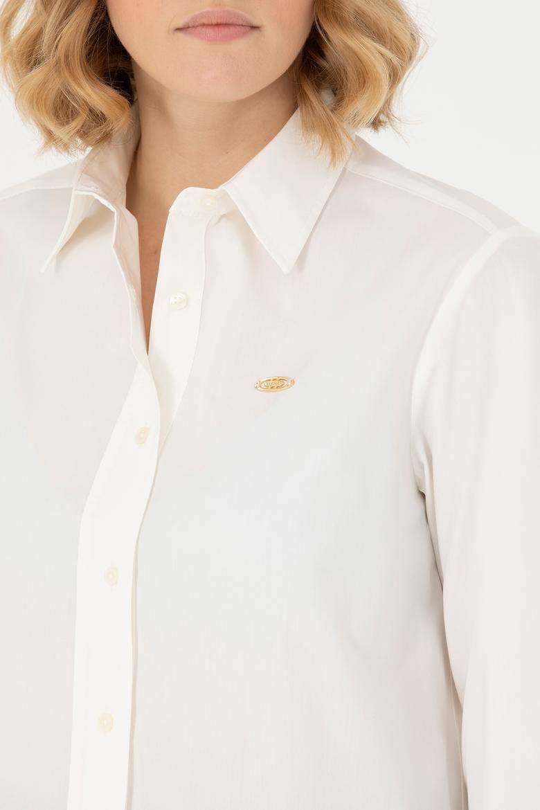 Kadın Ekru Uzun Kollu Gömlek - 50271509003