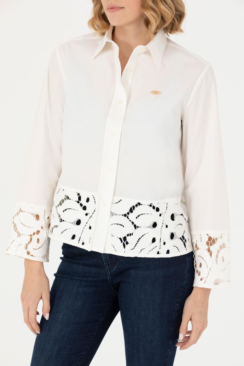 Kadın Ekru Uzun Kollu Gömlek - 50271509003