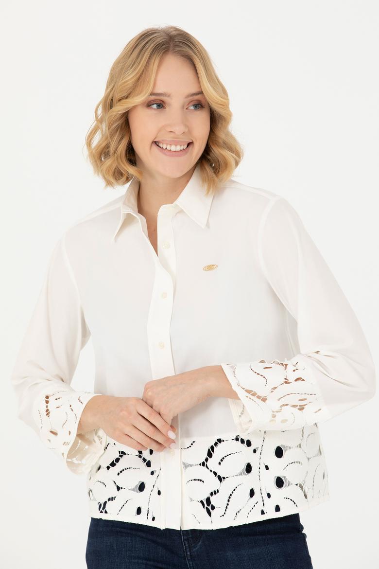 Kadın Ekru Uzun Kollu Gömlek - 50271509003