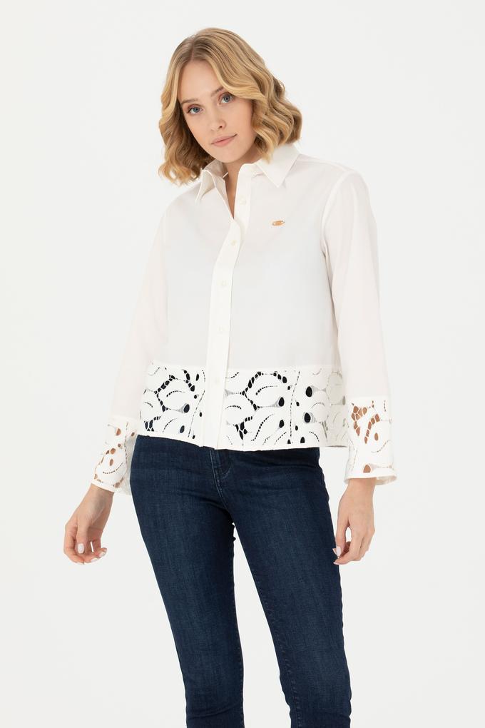 Kadın Ekru Uzun Kollu Gömlek