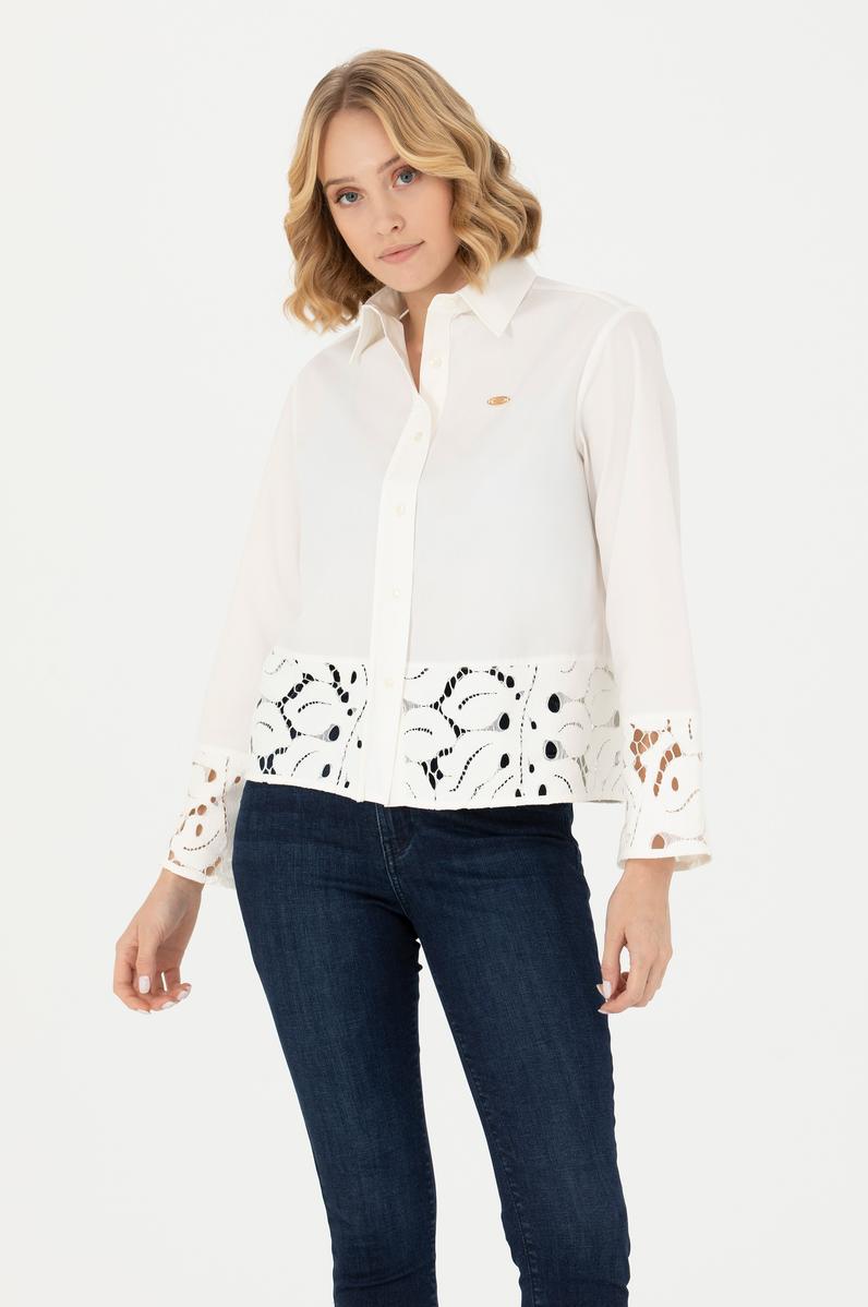 Kadın Ekru Uzun Kollu Gömlek