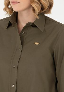 Kadın Haki Uzun Kollu Gömlek - 50271509018