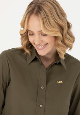 Kadın Haki Uzun Kollu Gömlek - 50271509018