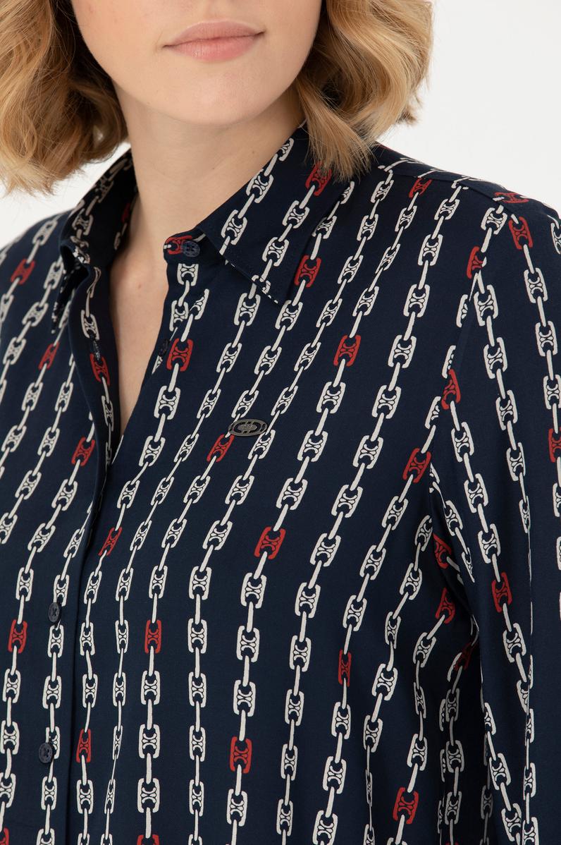 Kadın Lacivert Uzun Kollu Gömlek