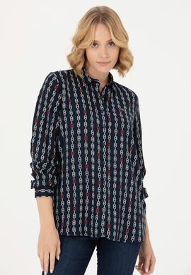 Kadın Lacivert Uzun Kollu Gömlek - 50272925005