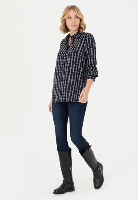 Kadın Lacivert Uzun Kollu Gömlek - 50272925005
