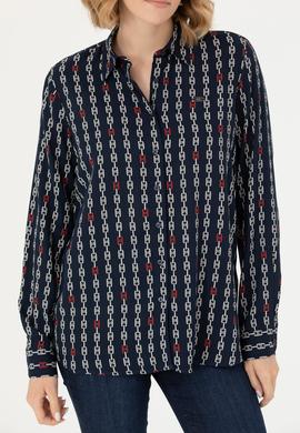 Kadın Lacivert Uzun Kollu Gömlek - 50272925005