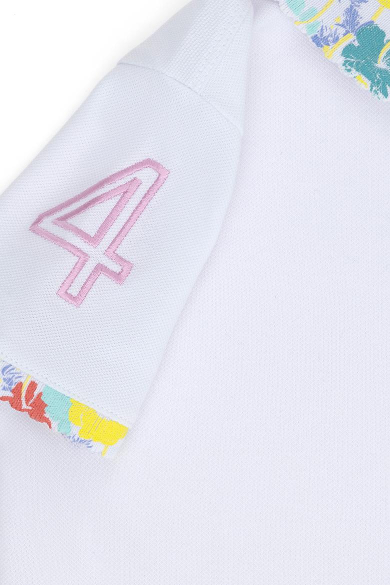 Kız Çocuk Beyaz Basic Polo Yaka Tişört - 50265667003