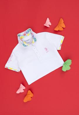 Kız Çocuk Beyaz Basic Polo Yaka Tişört - 50265667003