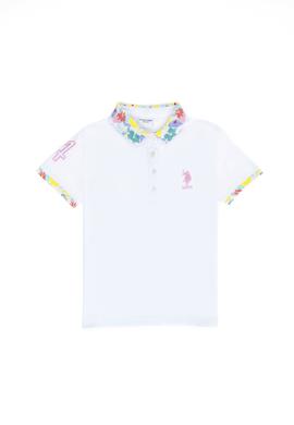 Kız Çocuk Beyaz Basic Polo Yaka Tişört - 50265667003