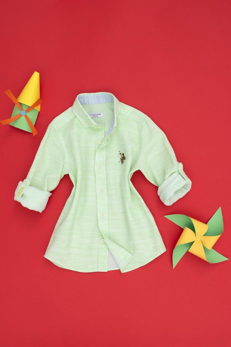 Erkek Çocuk Neon Sarı Uzun Kollu Gömlek