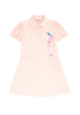 Kız Çocuk Turuncu Kısa Kol Dokuma Elbise - 50262735026