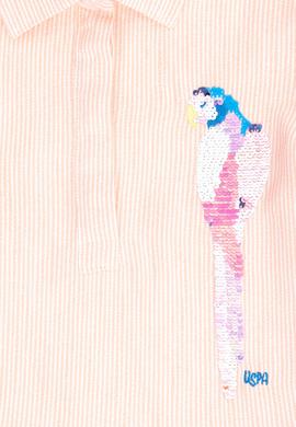 Kız Çocuk Turuncu Kısa Kol Dokuma Elbise - 50262735026