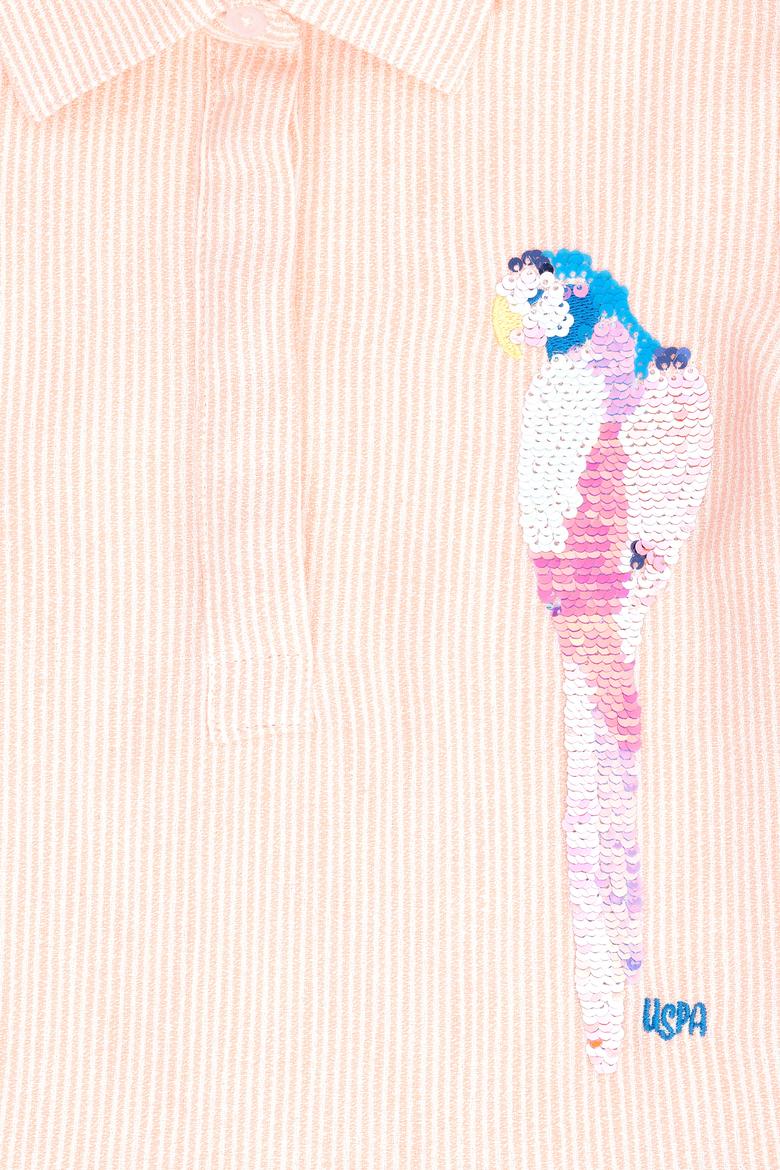 Kız Çocuk Turuncu Kısa Kol Dokuma Elbise - 50262735026