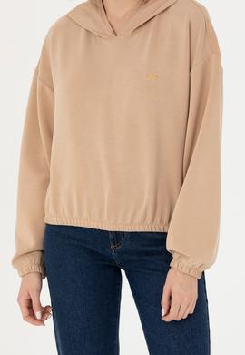 Kadın Kum Kapüşonlu Sweatshirt - 50272104004