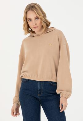 Kadın Kum Kapüşonlu Sweatshirt - 50272104004