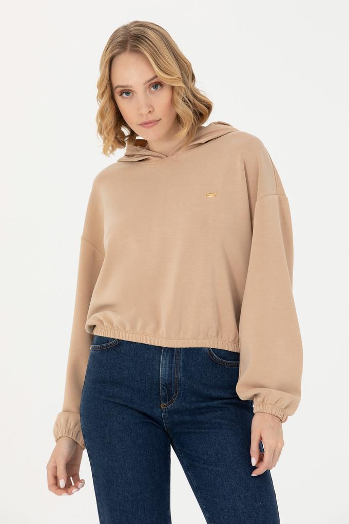 Kadın Kum Kapüşonlu Sweatshirt
