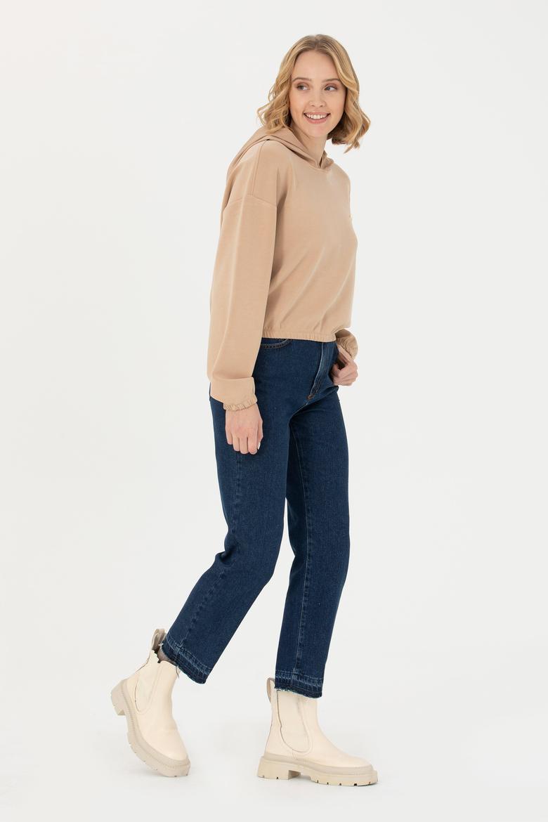 Kadın Kum Kapüşonlu Sweatshirt - 50272104004