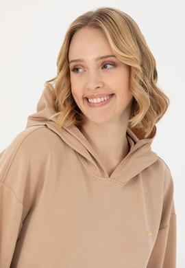 Kadın Kum Kapüşonlu Sweatshirt - 50272104004