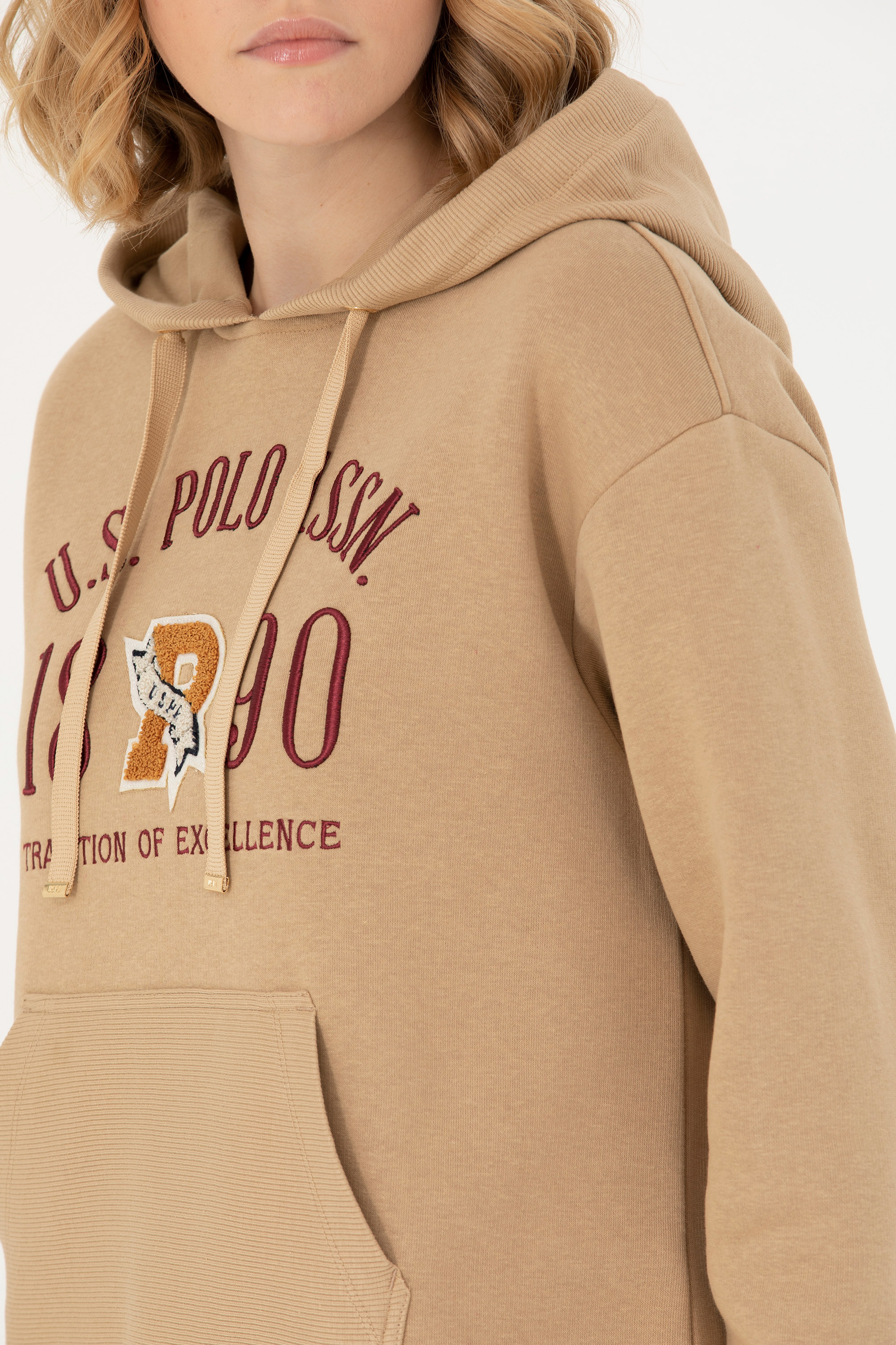 Kadın Kum Kapüşonlu Sweatshirt