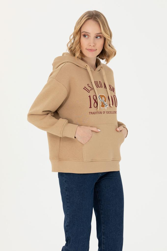 Kadın Kum Kapüşonlu Sweatshirt