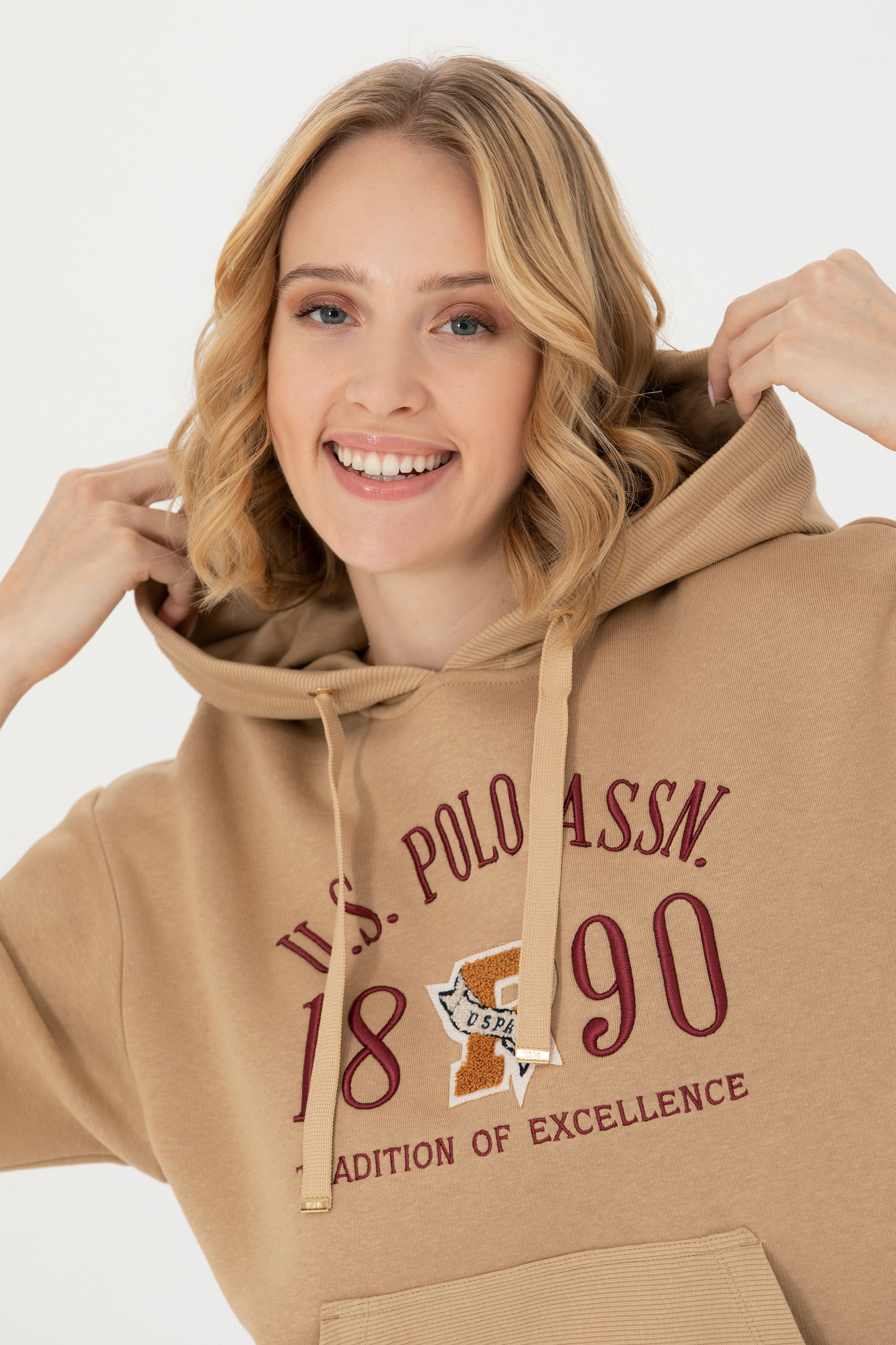 Kadın Kum Kapüşonlu Sweatshirt