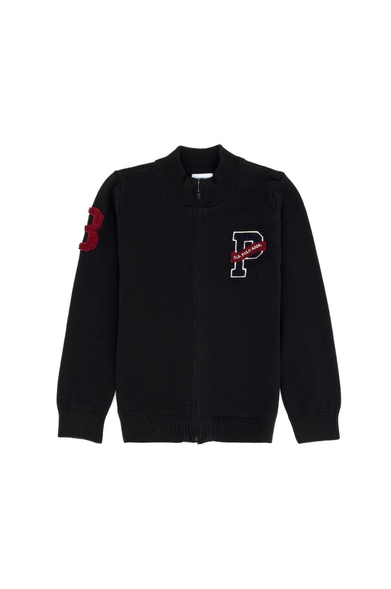 Erkek Çocuk Siyah Bisiklet Yaka Triko Hırka